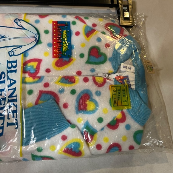 Vintage West Side Children Retro White Heart Pajama Blanket Sleeper Size 1 Small - Picture 3 of 5